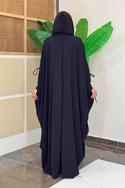 Bym Fashion Hooded Abaya and Robe Double Set 70013 Black