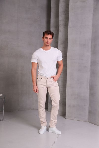 Noxter Men's Cream Slim Fit Pants