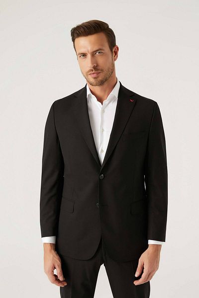 D'S Damat Ds Damat Comfort Fit Black Plain Travel Suit