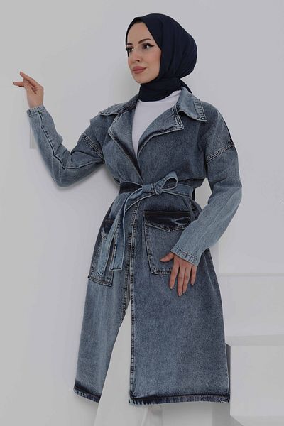 TOFİSA Trench din denim albastru - 27036