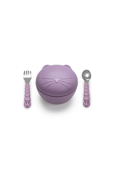 Melii SILICONE BOWL WITH LID AND CUTLERY, MELII, CAT MODEL