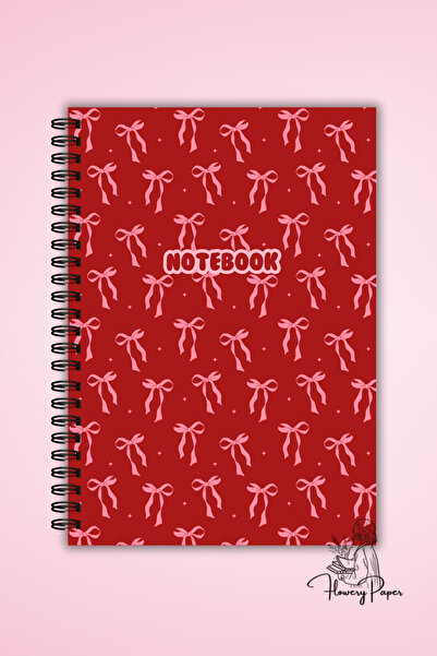 Flowery Paper Kurdele kareli Telli Defter A5,80 Yaprak 160 Sayfa Notepad, Mem...