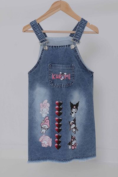 TOFİSA Girl's Blue Printed Denim Gilet - 27061