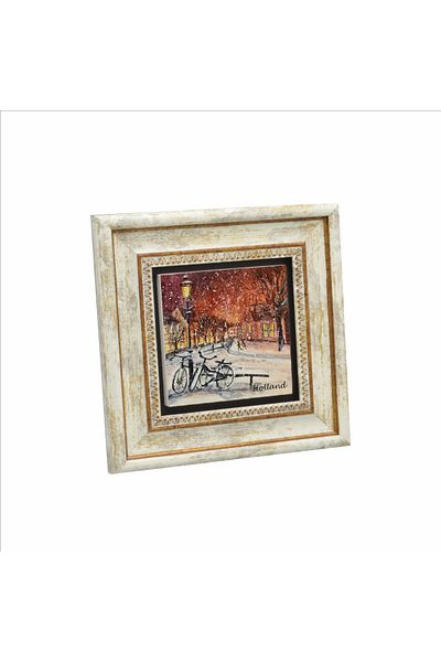 Sadrazam Natural Stone Painting with Dutch Bicycle Image Printed (20 X 20 Krg-40)