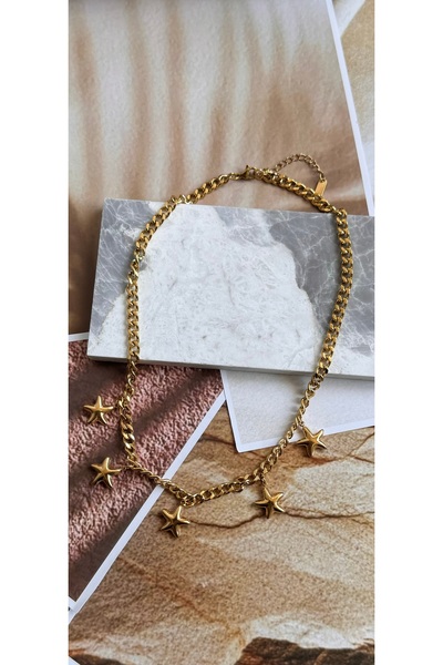 KAD COLLECTION Steel Chain Necklace with Star Charm