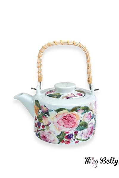 Miss Betty Rose Deluxe Wicker Handle Teapot