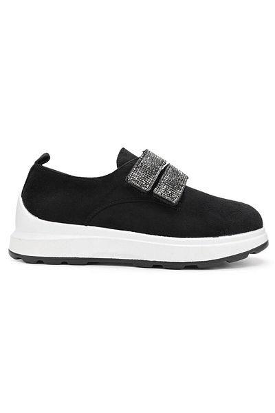 Tmall Women's casual shoes, Made of eco-leather suede, With Velcro, P1233, Black with White