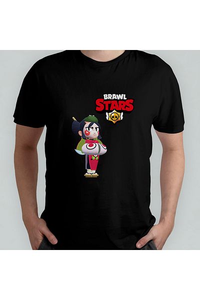 Pixxa Brawl Stars Kaze Unisex 100% Cotton Crew Neck T-Shirt Model 1