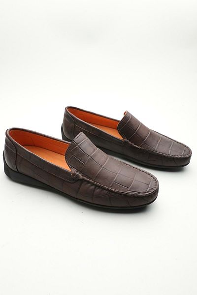 Gondol Loafer clasic pentru bărbați din piele naturală maro Croco 43 ttx. 601170