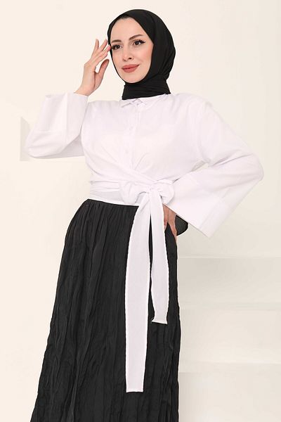 TOFİSA Front Tie Shirt White - 27034