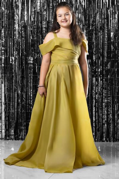 DENİMİNİ Askılı Beli Lastikli Kız Çocuk Mezuniyet Abiye Elbisesi DNM362