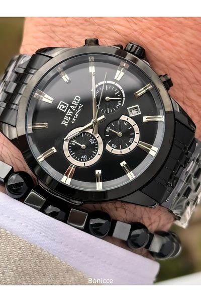 Reward Black Steel Cord, Functions Active, 5 Atm,Vip Men Wrist Watch Bracelet Gift