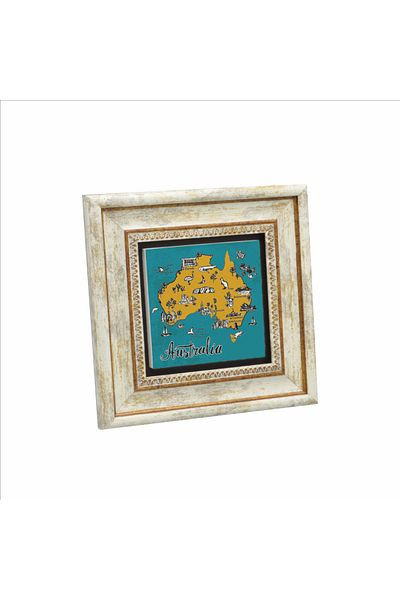 Sadrazam Australian Symbols Printed Natural Stone Painting (20 X 20 Krg-65)