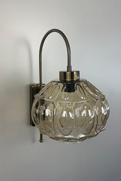 Bamyum Şila Bal Rengi Cam Aplik Duvar Lambası Modern Otel Cafe Vintage Salon Yatak Odası Merdiven Retro