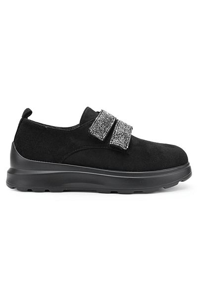 Tmall Women's casual shoes, Made of eco-leather suede, With Velcro, P1233, Black