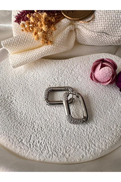 H&S AKSESUAR ÇELİK TAŞLI DİKDÖRTGEN LOCK KÜPE