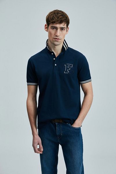 Lufian 111040216 Everes Smart Polo Neck T-shirt Ανδρικό T-shirt Navy Blue