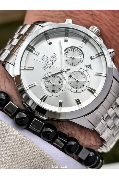 Reward Silver White Steel Cord, Functions Active, 5 Atm,Vip Men Wristwatch Bracelet Gift