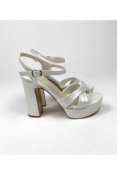 Gloriys Ayakkabı & Çanta Mother of Pearl Leather Pearl 6 cm Thick High-Heeled Shoes 01450