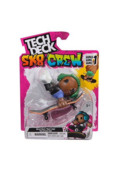 Spinmaster Комплект плакети и фигурки Tech Dech Sk8 Crew, зелени каски 9.6 см
