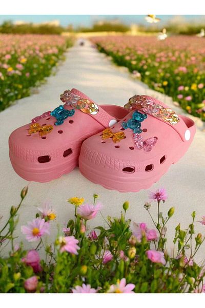 ÇEÇEN HOME Comfortable Sole High Scale Jelly Bean Detailed Children's Slippers Cross Sandals Sabo