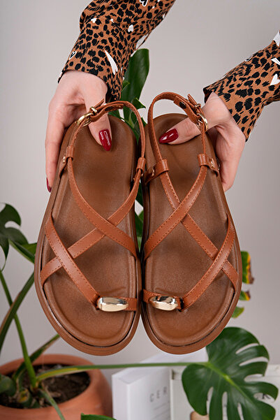 bakacstore صندل نسائي ذو حلقة ذهبية يومية رفيعة وحزام متقاطع