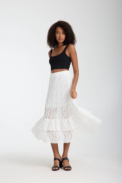 İLKCET MODA Lace Detail Lined Relaxed Cut Women's Skirt