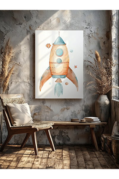 visdora Orange Spaceship Children's Room Home Office Kitchen Living Room Wall...