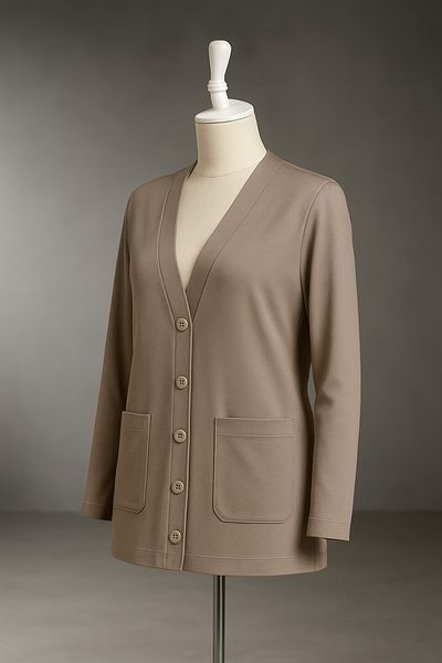 FATELLA Women's Mother Thin Combed Cotton Seasonal Short Model Pocket Buttoned Front Jacket Short Cardigan