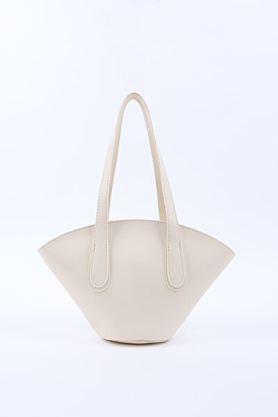 SHAKA Cream Shk124 Faux Leather, Lined, Zippered, Single Compartment Hand, Arm and Shoulder Bag