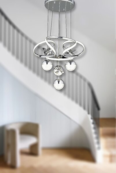 Ultra Home Modern Led Avize 3+1 Krom Ledli Avize