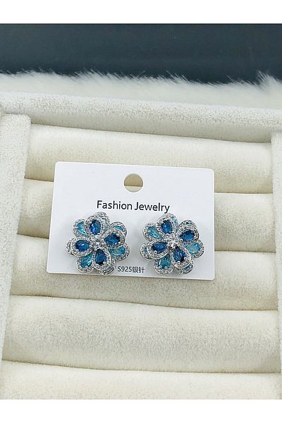DS DİAMONDSHOP Earrings Zircon Stone Flower Model New Season Bykp- 202505904