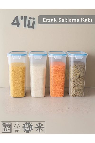 Jet's Home Set of 4 Food Containers Vacuum Storage Container Air-Free Pulses Container Bpa Free