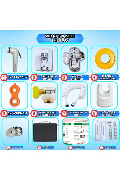 Generic JUNARIS Portable Bidet Spryer Travel Shattaf Set Travel Bidet Hose Extendable Upto 220CM With Faucet