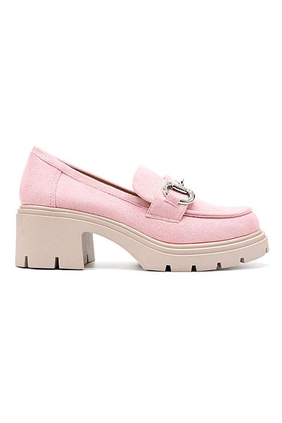 Tmall Pantofi casual de dama,Din piele ecologica,Cu toc gros,P1246,Roz Deschis