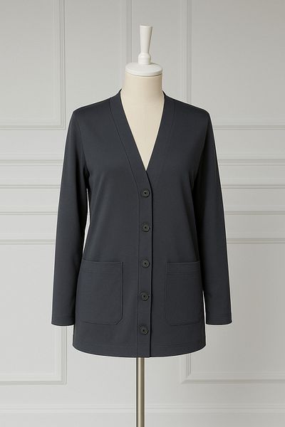 FATELLA Women's Mother Thin Combed Cotton Seasonal Short Model Pocket Buttoned Front Jacket Short Cardigan