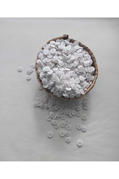 Tasarım White Color 1.5 cm in Diameter Polyester Button 30 Pcs.