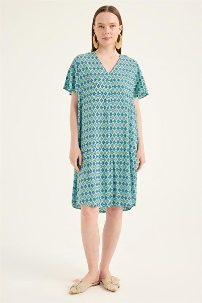 HomeStore Φόρεμα με τετράγωνο σχέδιο με λαιμόκοψη σε σχήμα V