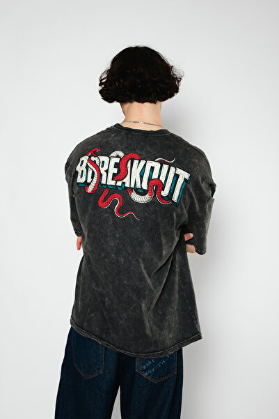 Bak Moda Prevelika unisex crna majica sa printom, periva