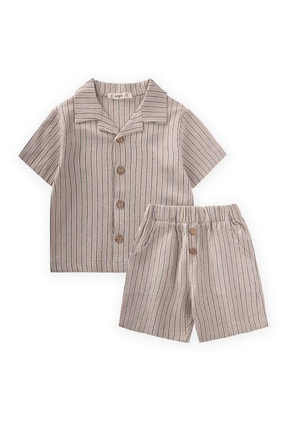 Cigit Seersucker Shirt Capri Suit 2-10 Years S Mink