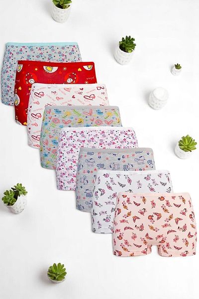 Dondeza 95% Cotton Patterned 12 Pack Girls' Boxers