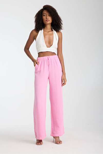 İLKCET MODA Muslin Oversize Palazzo Women's Trousers