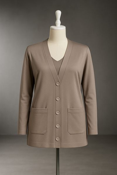 FATELLA Women's Mother Thin Combed Cotton Seasonal Short Model Pocket Buttoned Front Jacket Short Cardigan
