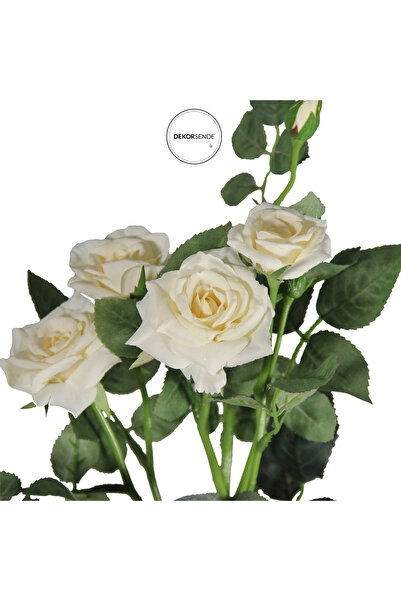 Dekorsende Yapay Mini Çardak Gül Dalı Krem 74 cm
