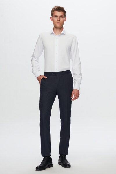 D'S Damat Λευκό μονόχρωμο πουκάμισο Ds Damat Slim Fit