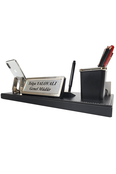 prozenis Askar Deri Ofis Masa İsimliği Seti Masa üstü İsimlik Ofis Aksesuar Y...