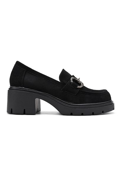 Tmall Pantofi casual de dama,Din piele ecologica,Cu toc gros,P1246,Negru
