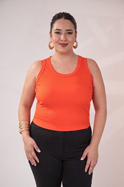 Roxxlen Μπλούζα μεγάλου μεγέθους πορτοκαλί