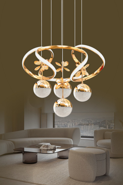 Ultra Home Modern Led Avize 3+1 Gold Ledli Avize