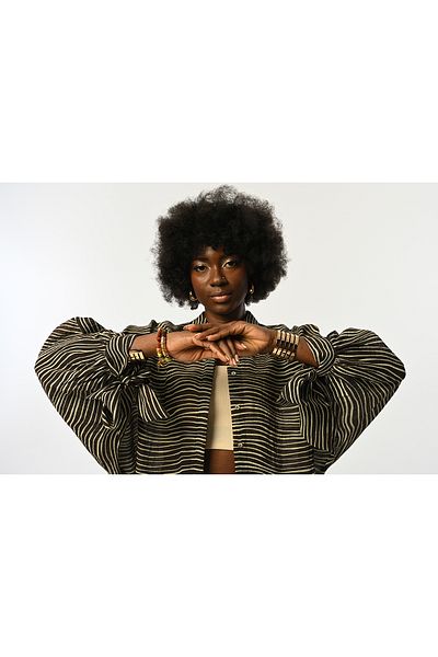 Orfeo Negro Women's Oversize Cut Shirt with Tie-Up Print